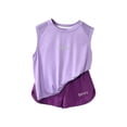 thumbnail image 4 of LEKWK Girls Summer Workout Set Kid Breathable Quick Dry Mesh Tracksuit Sleeveless Crewneck Tank Tops and Running Shorts Athletic Casual Gym Playwear, 4 of 9