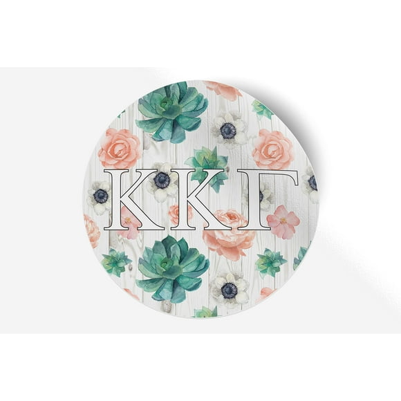 Kappa Kappa Gamma Sticker Greek Sorority Decal for Car, Laptop, Windows, Officially Licensed Product, Monogram Design 5" x 5" - Succulents Floral