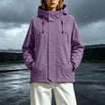 thumbnail image 4 of Waterproof Windbreaker Jacket Women Plus Size Hooded Long Sleeve Solid Color Windproof Casual Adjustable Hem Raincoat Outdoor Mountaineering Parka Jacket, 4 of 8