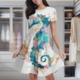 thumbnail image 2 of Seahorse Seaweed Women's Classic Swing Skater Dress Casual Work Party Cocktail Dresses, 2 of 6