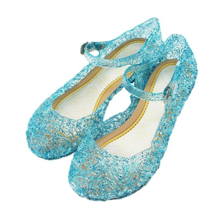 

1 Pair Girls Sandal High Heel Jelly Color Creative Durable Beautiful for Chirldren Gift Size 27 (Sky-blue)