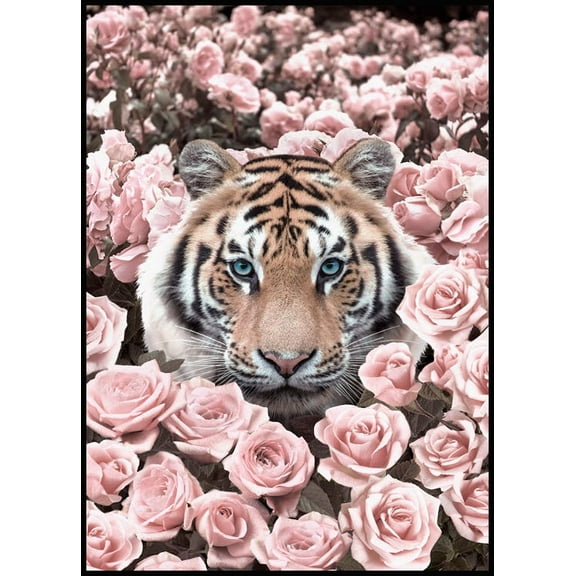 Pink Rose Tiger Poster Wall Art, Modern Wall Decor For Living Room Bedroom, 8x12 UNFRAMED