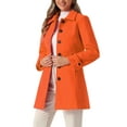 thumbnail image 4 of Abrigo largo de invierno de una sola botonadura para mujer INSPIRE CHIC con bolsillos S Naranja, 4 of 6