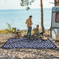 thumbnail image 5 of DEORAB Outdoor Rugs Waterproof Plastic Straw Mat 5'x8' Reversible for RV Patio Deck Beach Navy & BlueWhite, 5 of 7