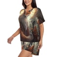 thumbnail image 2 of Picia Mystic Fox With Halo Pajamas Sets for Women Soft Short-Sleeved Pjs with Lounge Shorts Two Piece Sleepwear-3X-Large, 2 of 9