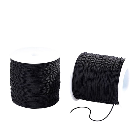 PALINO Black Nylon String, 0.8mm Nylon Thread Chinese Knotting Cord Tarred Twine Outdoor String for Braided Bracelets, Beading, Necklaces, Macrame Craft, Wind Chime, Blinds, Jewelry Making