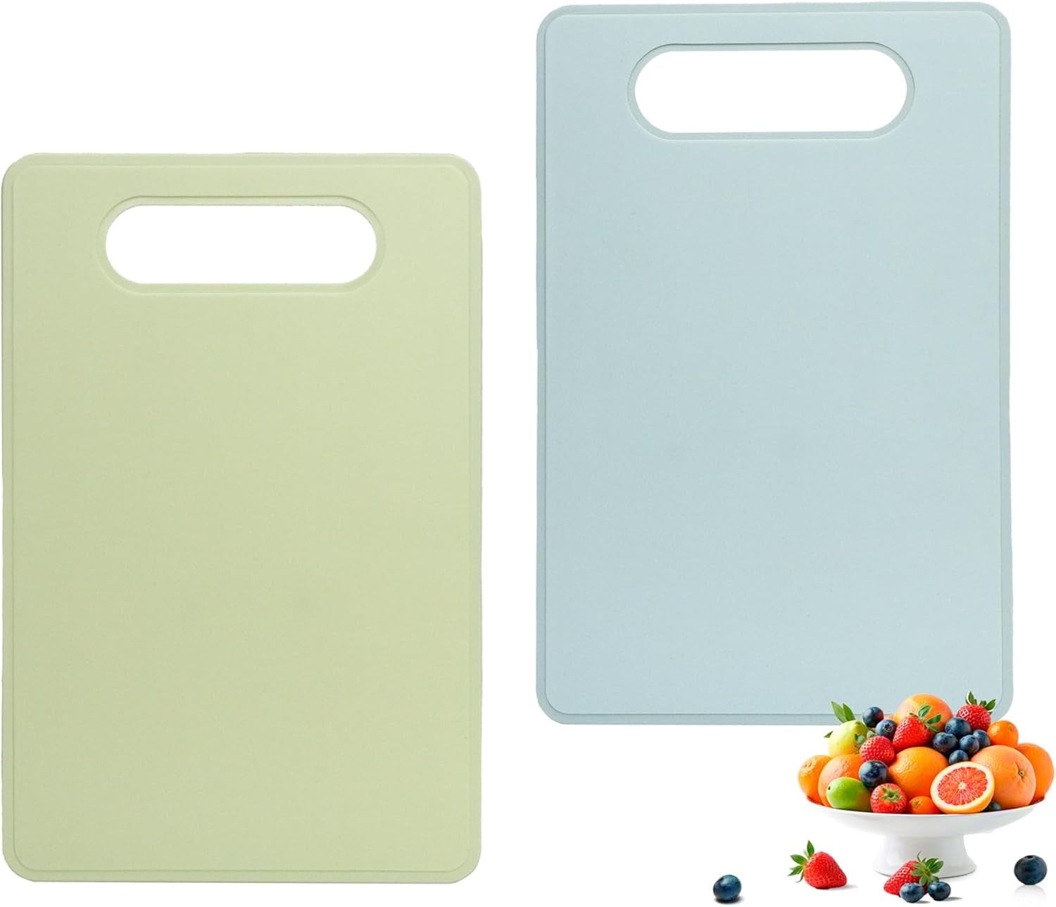 RGHJAR-2 Pcs Silicone Flexible Cutting Boards Mats with BPA free Plastic Non Slip backplane for Meat and Vegetables (Green and Blue)