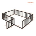 thumbnail image 4 of CITYLE Full Size Floor Bed with Rails for Toddlers Kids, Floor Montessori Bed with Fence and Door, Boys and Girls, Espresso(No Slats), 4 of 8