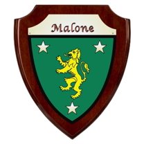 Malone Irish Coat of Arms Shield Plaque - Rosewood Finish