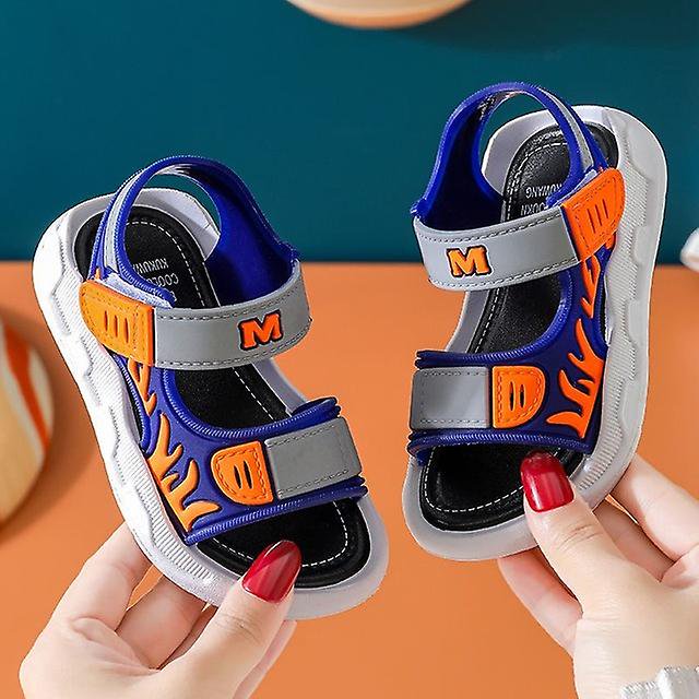 Children's Baotou Sandals Korean Version Of Non-slip Soft Bottom Velcro Small Medium And Big Boys Beach Shoes Baby SandalsaSilver28