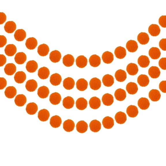 4Pcs Felt Ball Garland Orange Red Garland Handing Balls 6.6Feet Long 30 Balls Party Banner Decor