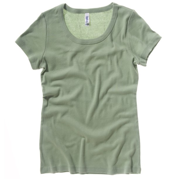 B&C Camiseta de manga corta con cuello redondo en canalé fino para chica/mujer (Verde musgo)