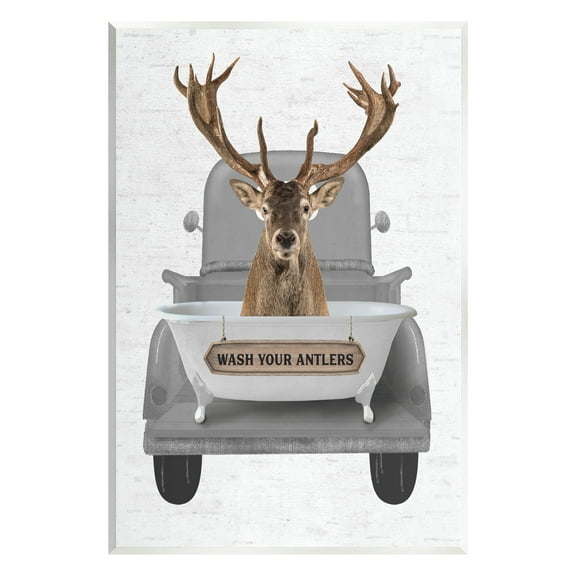 Stupell Industries Wash Your Antlers Deer Animals & Insects Painting Unframed Art Print Wall Art, 10 x 15