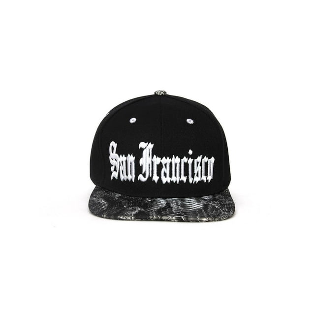 City Black/Snakeskin Olde English Adjustable Baseball Cap - San Francisco
