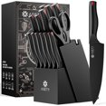 thumbnail image 1 of Kitchen Knife Set: 15 PCS Knife Set with Bulti-in Sharpener Block - Stainless Steel Knife Block Set - Dishwasher Safe Knives Sets for Kitchen, Black, Elegant Box, 1 of 6
