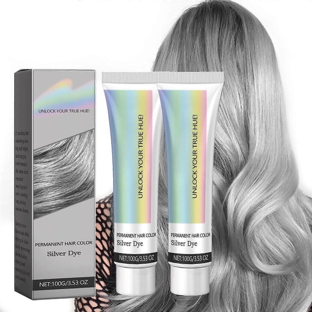 Tinte plateado para el cabello, 2 unidades, cobertura duradera de canas, crema botánica nutritiva para todo tipo de cabello.