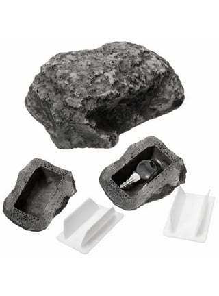 Fake Rock Key Hider,Flat Plastic Base Holder in Gray Color for Safe  Compartment of Spare Car Key, House Keys ,Home Improvement, Unique Gift 