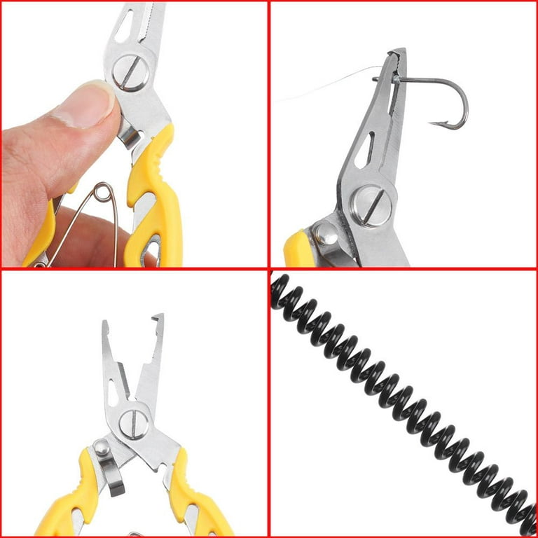 Outdoor Plastic Handle Multi-function Clipper Tool Stainless Steel Scissor  Hook Removers Fishing Pliers Bait Line Cutter YELLOW
