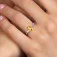 thumbnail image 4 of Gem Stone King 10K White Gold Yellow Citrine and Pink Lab Grown Diamond 3-Stone Ring for Women | 1.51 Cttw | Oval Checkerboard 8X6MM | Gemstone November Birthstone | Size 7, 4 of 6