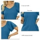 thumbnail image 4 of Camiseta de manga corta con volantes de Color puro para mujer, camiseta cómoda con cuello en V para mujer, camiseta de Color liso, 4 of 5