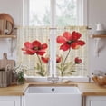 thumbnail image 2 of Red Flowers Tier Curtains, Retro Farmhouse Botanical Floral Painting Light Filtering Kitchen Curtains, 2Pcs Rod Pocket Half Window Treatments Panels for Sink Cafe Cabinet Basement 27.5x45 Inches, 2 of 9