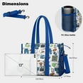 thumbnail image 5 of Teacher Tote Bag,Blue Football Game Icons Pattern Teacher Utility Tote Bag,Large Work Tote Bags for Women with Multiple Pockets,Top Zipper Closure,13.8x10.6x6.7 Inch, 5 of 5