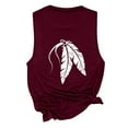 thumbnail image 4 of Aoochasliy Tank Tops for Women Clearance Women Casual Feather Printing Sleeveless O-Neck Loose Vest Tops, 4 of 5