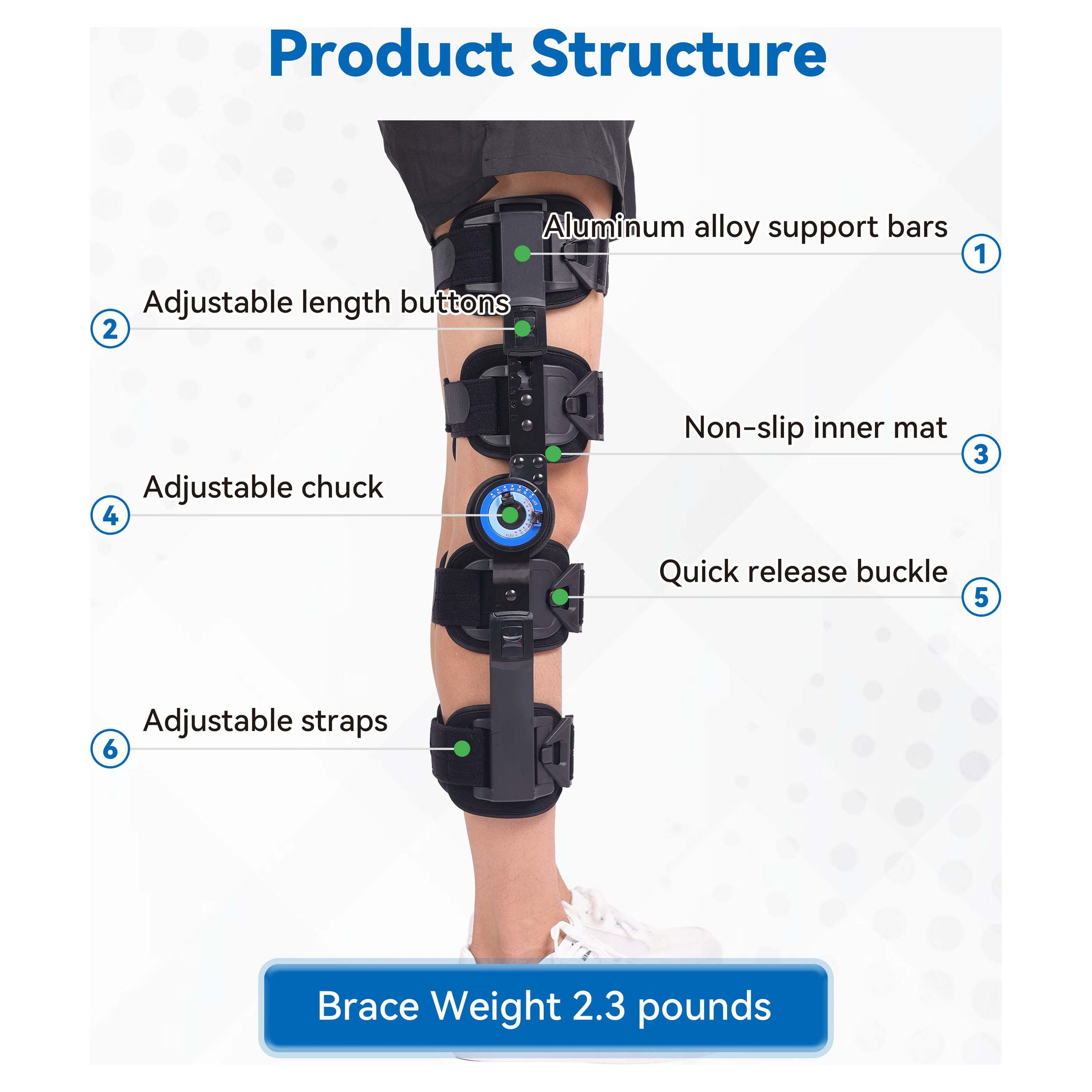 Orthomen Hinged ROM Knee Brace, Orthopedic Knee Support for Post-Op Recovery and Injury Rehabilitation, Black