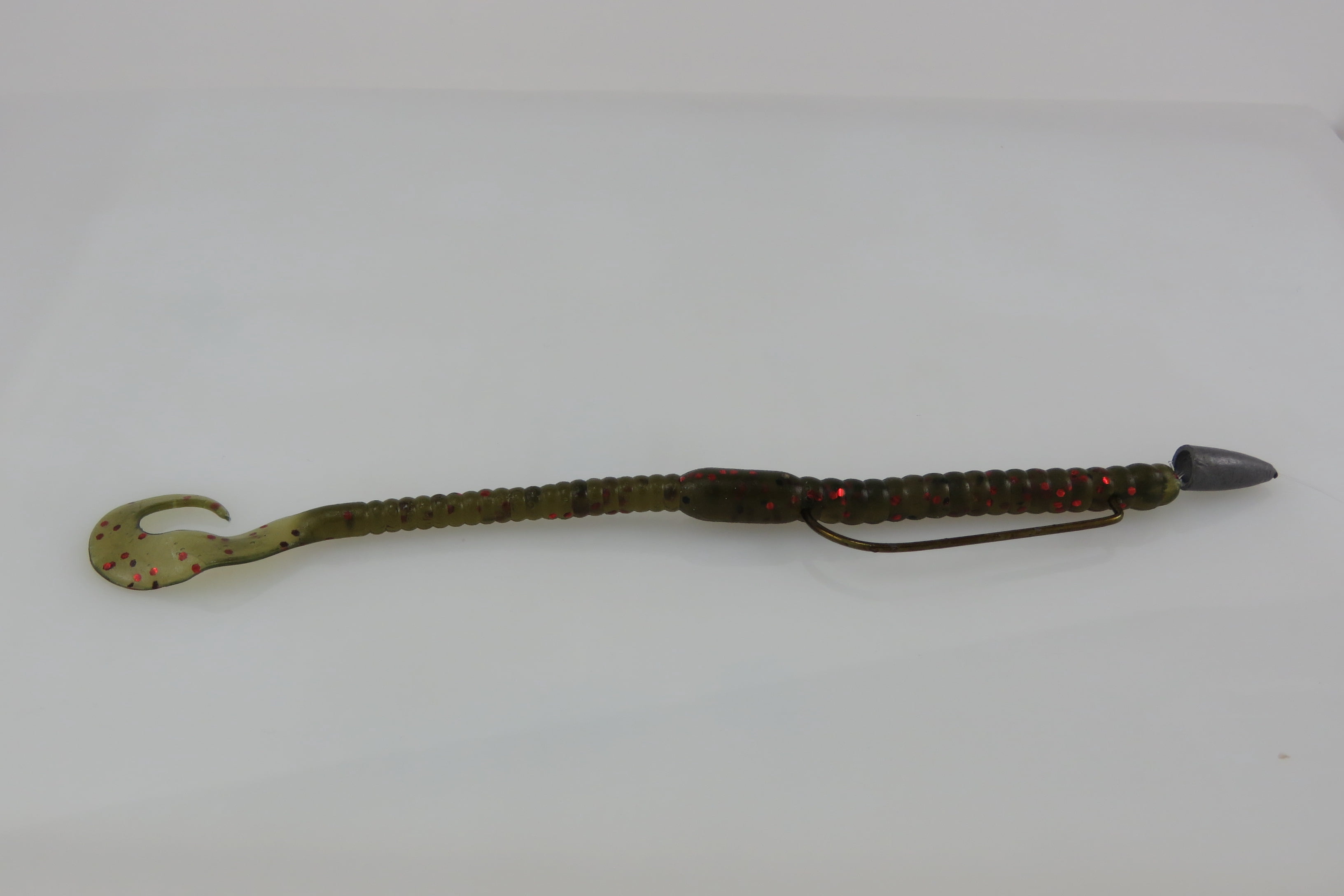 Luck-E-Strike, 6" Twirl Tail Worm, Watermelon Pumpkin, Plastic Worms