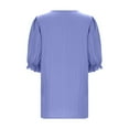 thumbnail image 5 of GEWSEY Women Summer Casual V Neck Lace Elegant Tops Fashion Trendy 3/4 Puff Sleeve Loose Fit Hollow Blouses Tunic Blouses (Light Purple, S), 5 of 5