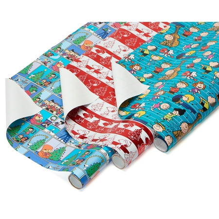 Mlb Wrapping Paper - American Greetings Christmas Peanuts Wrapping Paper, 3ct