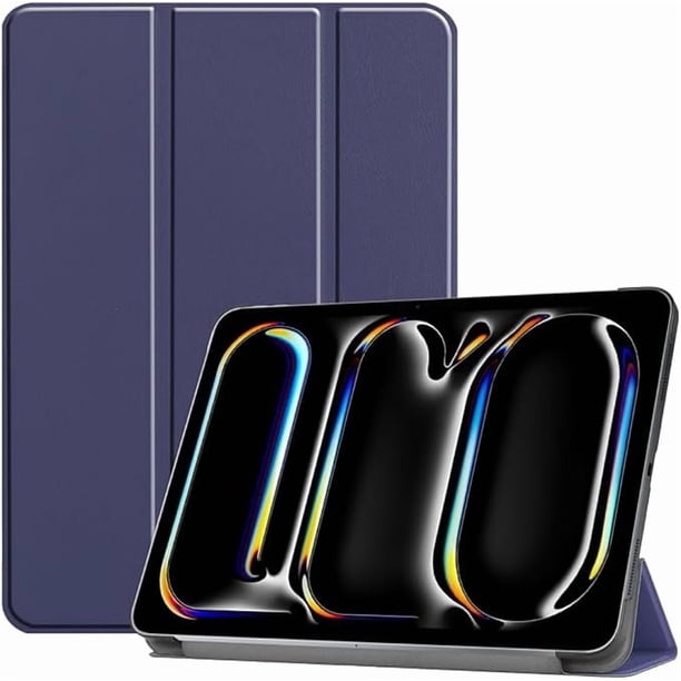Funda Protectora de Cuero PU para iPad Pro 11" M4 2024 (5.ª Gen) con Soporte Magnético, Azul