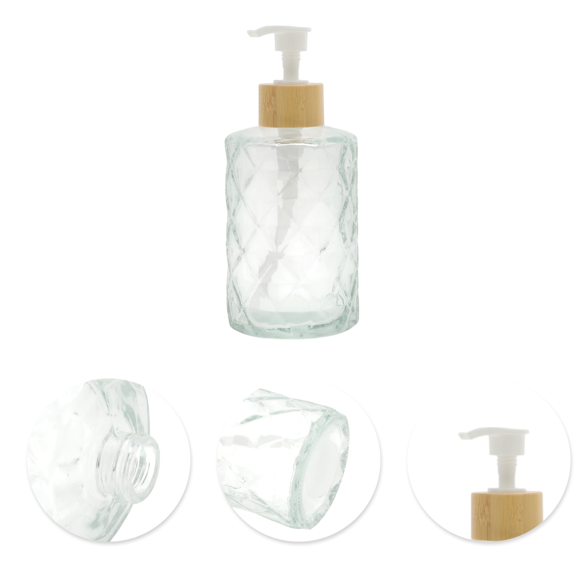 Unique Bargains 1 Pc Round Bottom Diamond Pattern Soap Dispenser 11.16oz Transparent