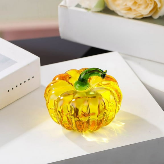 Daiosportswear 1.6x1.2in Crystal Pumpkin,Artificial Fruit Glassware,Glass Exquisite Pressed Craftsmanship,Versatile for Home/office/Desk/Shelf Gift for Thanksgiving/Halloween/Year-Round Decor