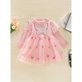 thumbnail image 3 of Biekopu Girl Tutu Tulle Dress Toddler Butterfly Pattern Long Sleeve Round Neck Mini Dress Little Girl Party Dress, 3 of 9