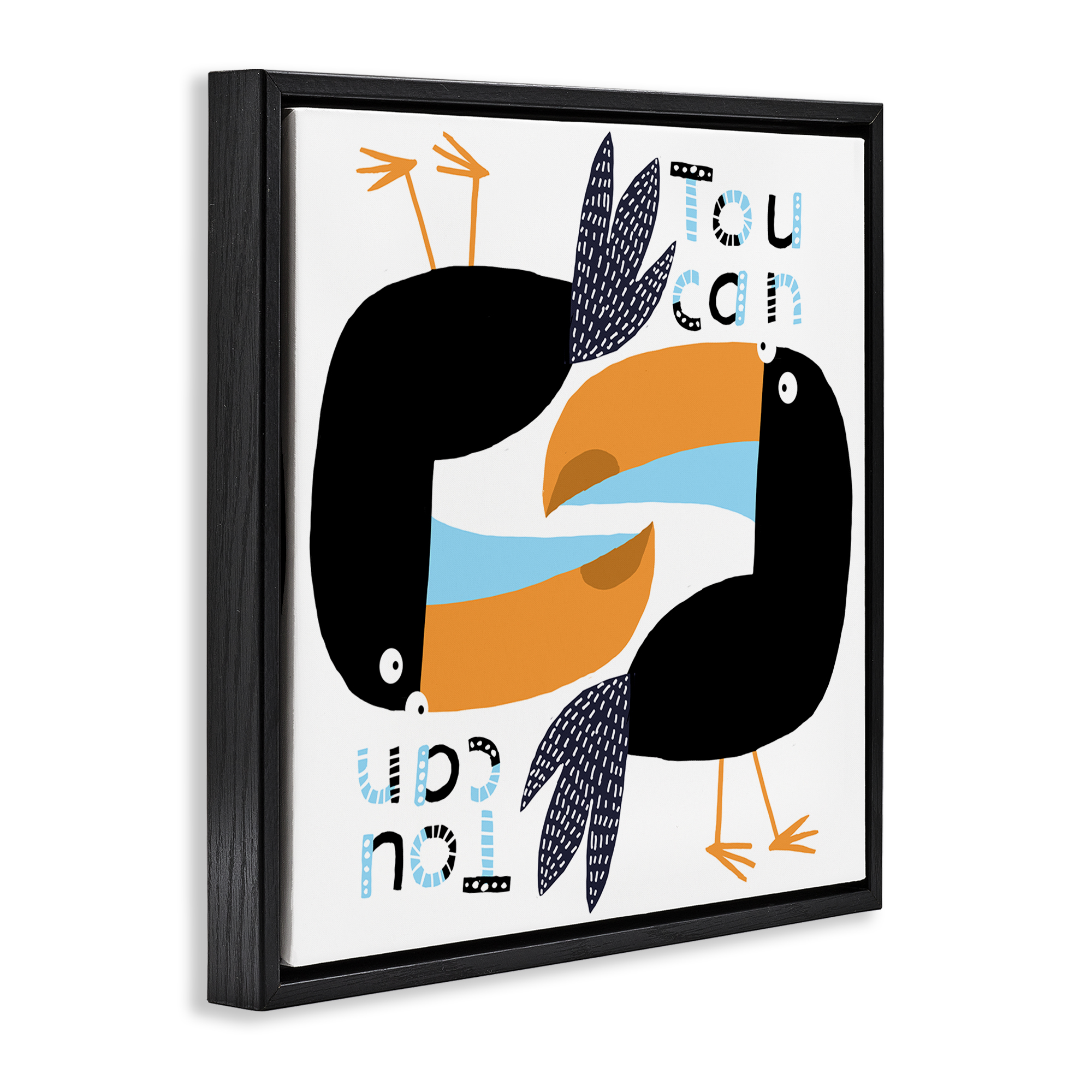 Stupell Industries Tropical Toucan Birds Animals Painting Black Floater Framed Canvas Art Print Wall Art, 25 x 25