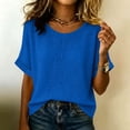 thumbnail image 6 of Women's Short-sleeved Sweater Baeitkot Summer Women's Bohemian Crochet Knit Solid Color Short-sleeved Sweater Blue XL, 6 of 9