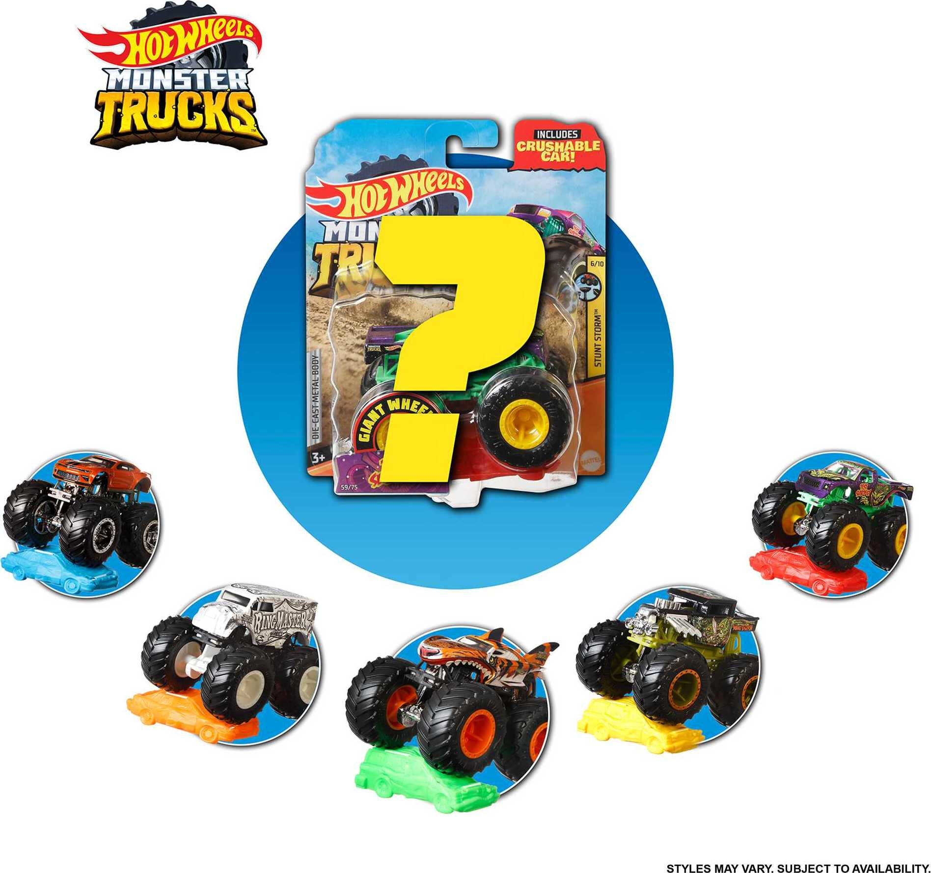 Hot Wheels Monster Trucks, 1:64 Scale Toy Truck & 1 Crushable Car (Styles May Vary) - image 3 of 6