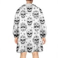 thumbnail image 2 of Wearable Oversized Blanket,White Floral Skull Pattern Wearable Blanket Hoodie for Adults,Cozy Hooded Blankets with Super Pockets,Super Warm Fuzzy Pullover for Women & Men, 2 of 6