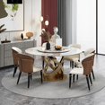 thumbnail image 2 of Italian Office Luxury Rock Board Dining Table Turntable Modern Simple Household Kitchen Table And Chair Bedroom Set Furniture My Lux Decor Round, 2 of 11