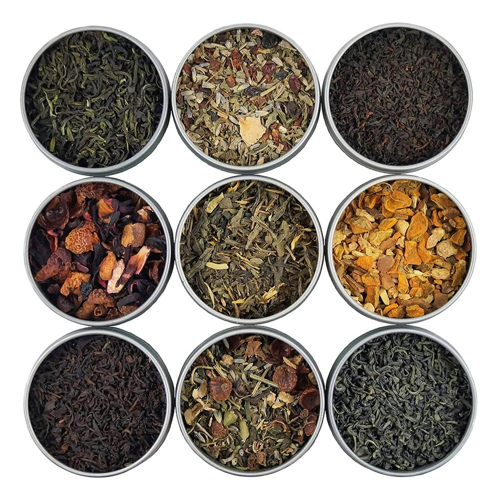 Heavenly Tea Leaves Organic Loose Leaf Tea Sampler Set, 9 Assorted