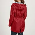 thumbnail image 6 of Huesdet Raincoat Women Waterproof Long Hooded Trench Coats Lined Windbreaker Travel Jacket(Red,XL), 6 of 6