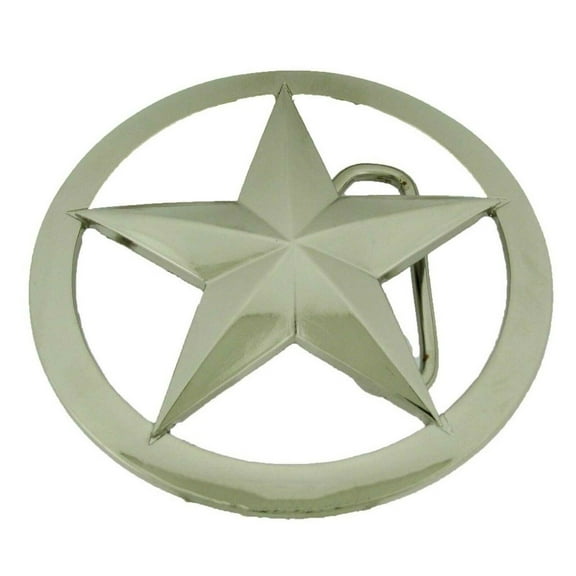 Western Cowboy Lonestar Sheriff Chief Star Badge Belt Buckle Texan Silver Metal Oval Finished