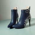 thumbnail image 2 of Bottes Mi-Hautes à Talons Épais à Franges pour Femmes Automne Hiver, 2 of 9