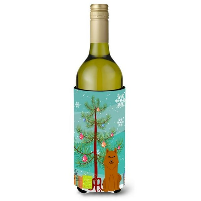 Merry Christmas Tree Karelian Bear Dog Wine Bottle Beverge Insulator Hugger