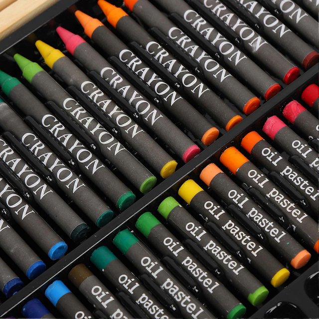 Children's Drawing Kit Painting Set with Wooden Box Oil Pastel Crayon Color Lead Watercolor Pen