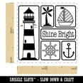 thumbnail image 2 of Shine Bright Lighthouse and Nautical Elements Self-Inking Rubber Stamp Ink Stamper - Red Ink - Small 1 Inch, 2 of 7