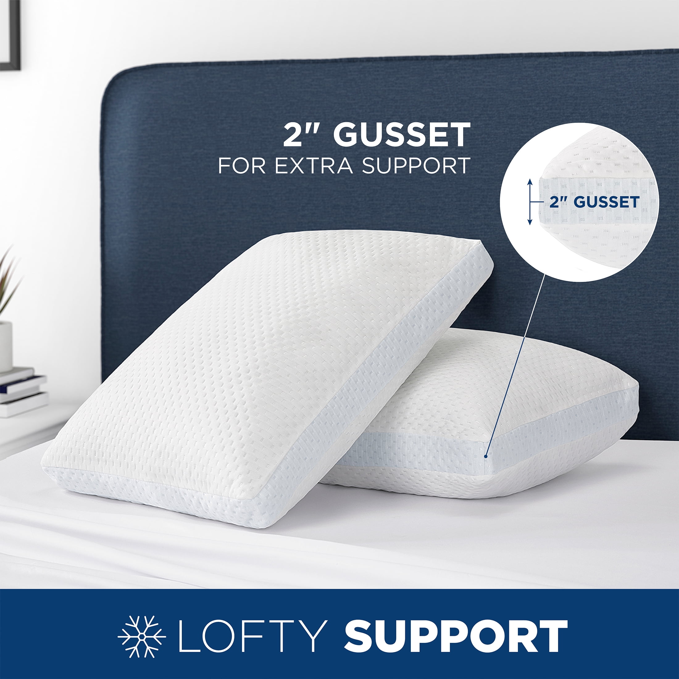 Great Sleep® Cooling Down Alternative Gusseted Pillow, Set of 2, Standard/Queen