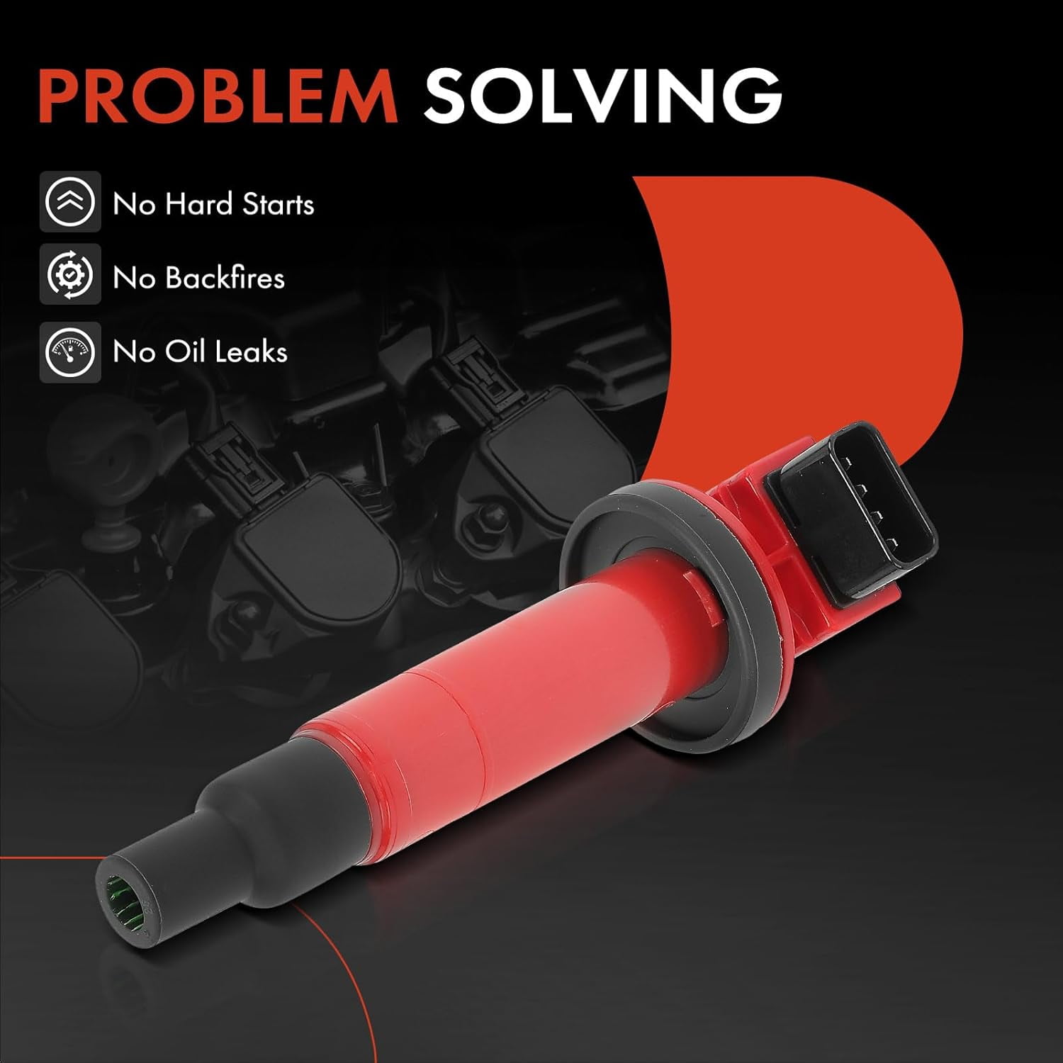 A-Premium (Red) Engine Ignition Coil Pack Compatible with Toyota Prius 2001-2009, Prius C 2012-2019, Yaris 2006-2018, Echo 2000-2005 & Scion xB 2004-2006, xA 2004-2006, 1.5L, 4-PC Set