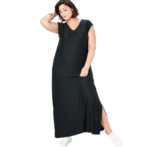 Women's Plus Size T-Shirt Dress Length - Walmart.com
